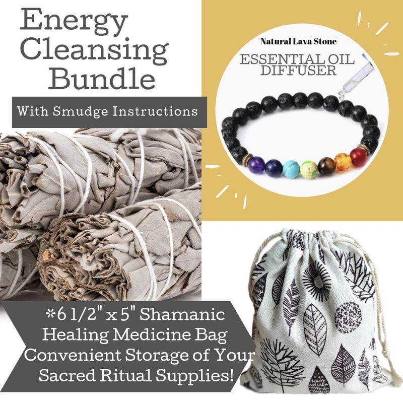 Worldly Finds Sage Smudge Kit â€“ 3 White Sage Smudge Sticks Smudging Kit, Sage Bundles & Bonus 7 Chakra Stones Diffuser Bracelet Set,Sage Incense Sticks for Cleansing, Bag, Instructions, Positive Vibes Charitable! - Image 3
